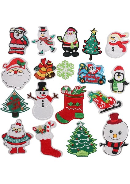 Günlük Sırt Çantası,noel Yamaları Demir On Işlemeli 18PCS Noel Ağacı Noel Baba Sevimli Aplikler Dıy El Sanatları Elbise Süslemeleri Dikmek (Yurt Dışından)