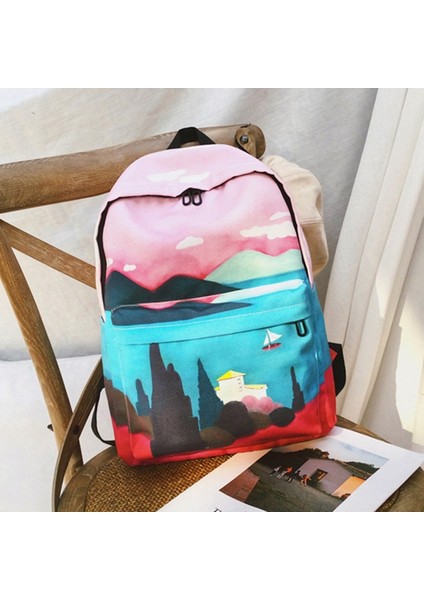 Günlük Sırt Çantası,kadın Tuval Seyahat Sırt Çantası Kadın Sırt Çantası Genç Kız Için Okul Çantaları Sırt Çantası Mavi + Siyah (Yurt Dışından) modelleri
