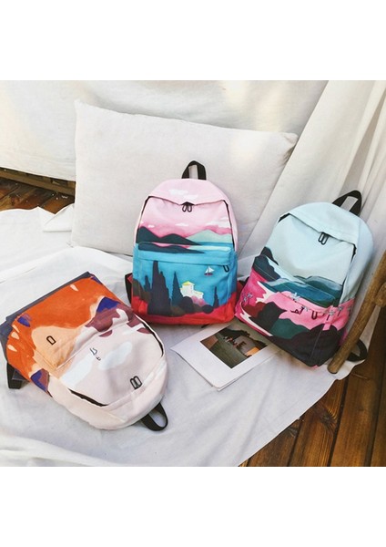 Günlük Sırt Çantası,kadın Tuval Seyahat Sırt Çantası Kadın Sırt Çantası Genç Kız Için Okul Çantaları Sırt Çantası Mavi + Siyah (Yurt Dışından) indirimleri