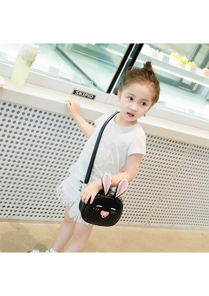 Günlük Sırt Çantası,süper Sevimli Kız Çanta Tavşan Kulak Omuz Çantası Messenger Çanta Sırt Çantası Kızlar Için (Desen 2 Siyah) (Yurt Dışından) modelleri