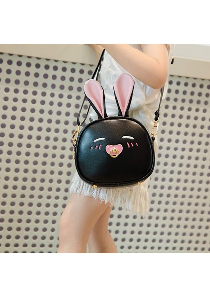 Günlük Sırt Çantası,süper Sevimli Kız Çanta Tavşan Kulak Omuz Çantası Messenger Çanta Sırt Çantası Kızlar Için (Desen 2 Siyah) (Yurt Dışından) indirimleri