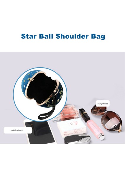 Günlük Sırt Çantası,lüks Moda Mavi Gezegen Desen Kadife Yıldız Top Omuz Çantası Kadın Küçük Yuvarlak Kadife Çanta Kişilik Kadın Çanta Küresel Tote Mavi (Yurt Dışından) fırsatları