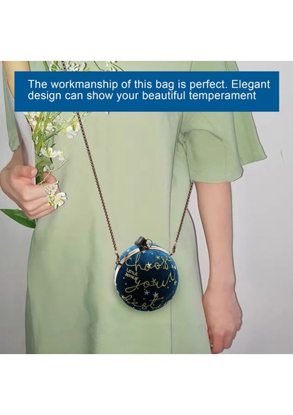 Günlük Sırt Çantası,lüks Moda Mavi Gezegen Desen Kadife Yıldız Top Omuz Çantası Kadın Küçük Yuvarlak Kadife Çanta Kişilik Kadın Çanta Küresel Tote Mavi (Yurt Dışından) indirimleri