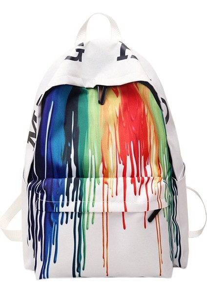 Günlük Sırt Çantası,moda Graffiti Baskılı Omuz Çantası Kadın Vahşi Edebi Fan Sırt Çantası Kampüs Öğrenci Çantası Beyaz (Yurt Dışından)
