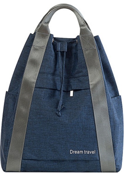 Günlük Sırt Çantası,düz Renk Avrupa Tarzı Seyahat Sırt Çantası Ipli Hafif Polyester Büyük Kapasiteli Seyahat Sırt Çantası, Lacivert (Yurt Dışından)