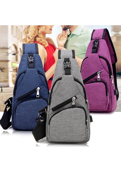 Günlük Sırt Çantası,omuz Çantası USB Şarj Spor Erkek Oxford Crossbody Rahat Messenger Paketi Kulaklık Deliği Çok Fonksiyonlu Siyah (Yurt Dışından)