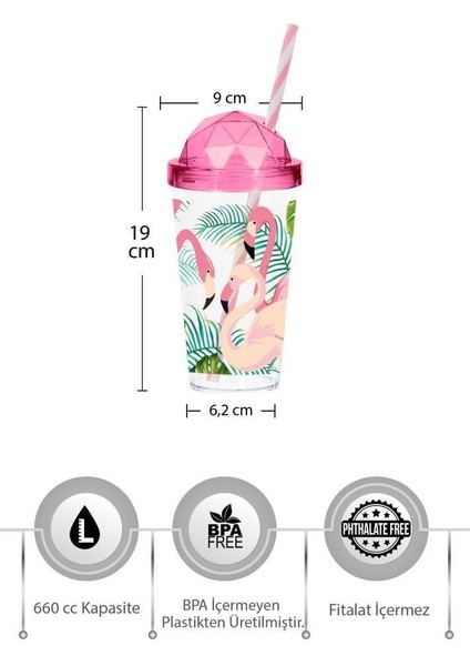660 cc Elmas Kapak Desenli Pipetli Bardak