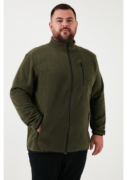 Regular Fit Dik Yaka Fermuarlı Büyük Beden Polar Hırka Erkek Hırka 5906028B