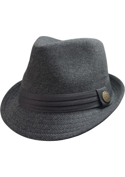 Unisex trilby Ingiliz Kasket Fötr Şapka -Gri