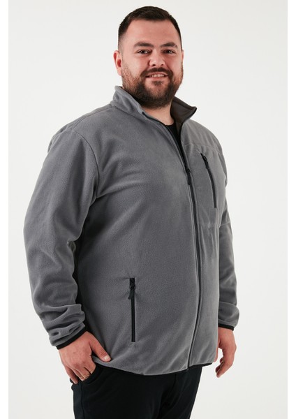Regular Fit Dik Yaka Fermuarlı Büyük Beden Polar Hırka Erkek Hırka 5906028B modelleri