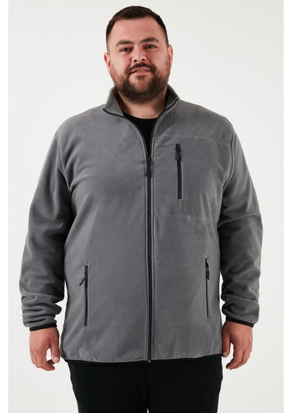 Regular Fit Dik Yaka Fermuarlı Büyük Beden Polar Hırka Erkek Hırka 5906028B fırsatları