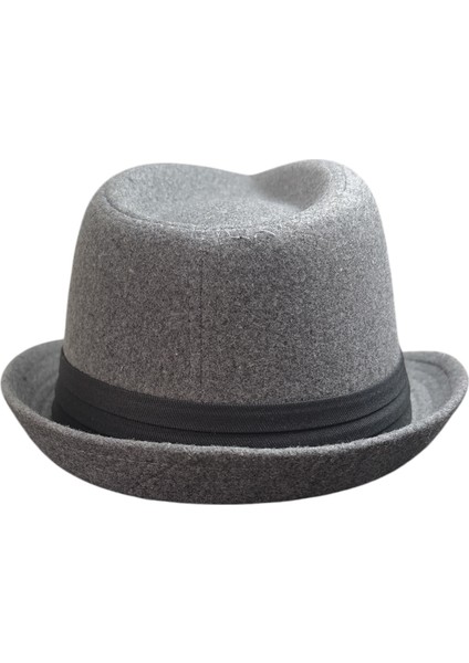 Unisex trilby Ingiliz Kasket Fötr Şapka -Açık Gri