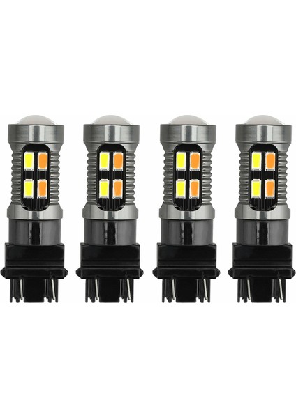 4x Car LED Light Bulb Canbus T25 3157 P27-7W Dual Color Reversing Lamp White Amber A (Yurt Dışından)