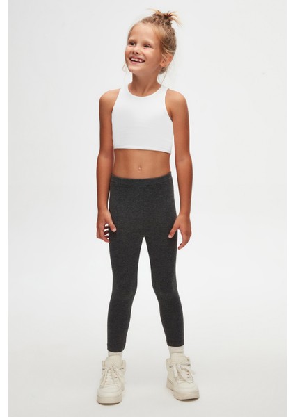 Antrasit Basic Kız Çocuk Yazlık Tayt