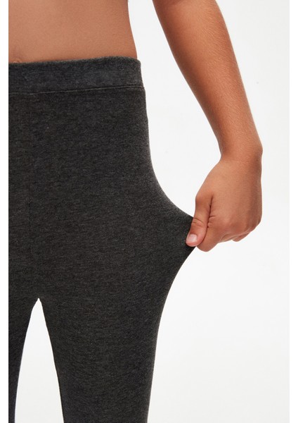 Antrasit Basic Kız Çocuk Yazlık Tayt modelleri