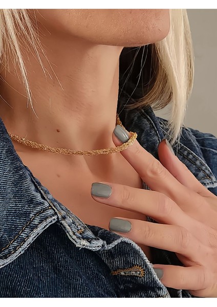 Zırh Örgü Zincir Model Çelik Zincir Dokuma Altın Kaplama Ince El Yapımı Kolye