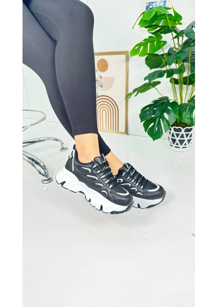 Günlük Kadın Sneaker Bağcıklı Yüksek Kalın Tabanlı Oval Burunlu Rahat Hafif Spor Ayakkabı 1001 fırsatları