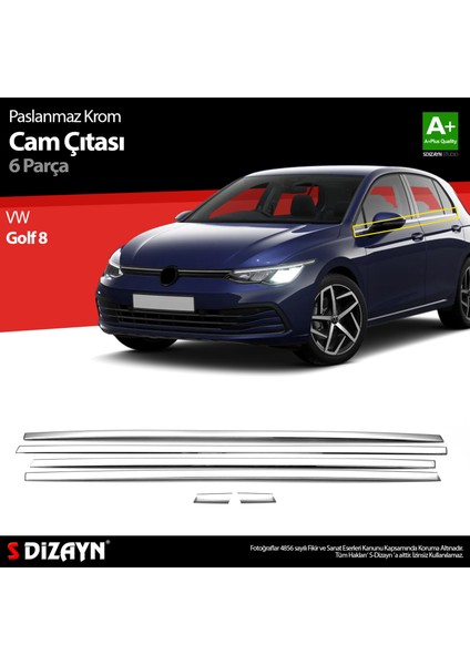 Vw Golf 8 Hb Krom Cam Çıtası 6 Prç. 2020 Üzeri
