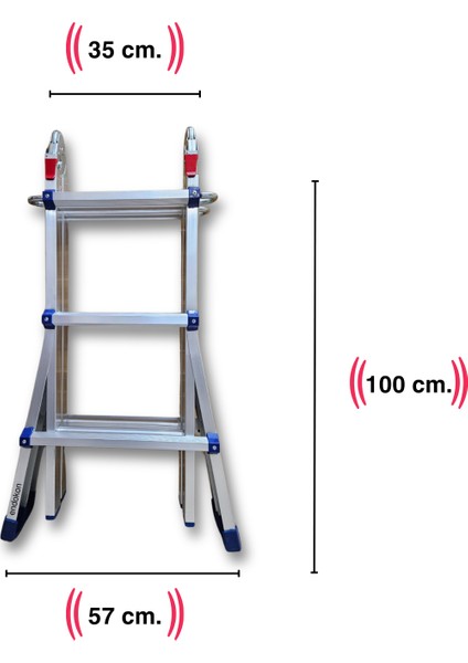 300 Cm. 10 Basamak A ve I Tipi Katlanıp Uzayabilen Mini Dev Alüminyum Merdiven