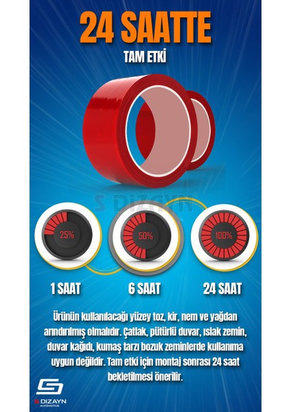 Çift Taraflı Bant 20MM x 5 Metre 5'li Paket Şeffaf Silikon Vhb Bant