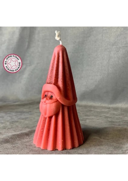 Uretti El Yapımı Noel Baba Detaylı Mum - 6 x 12 cm