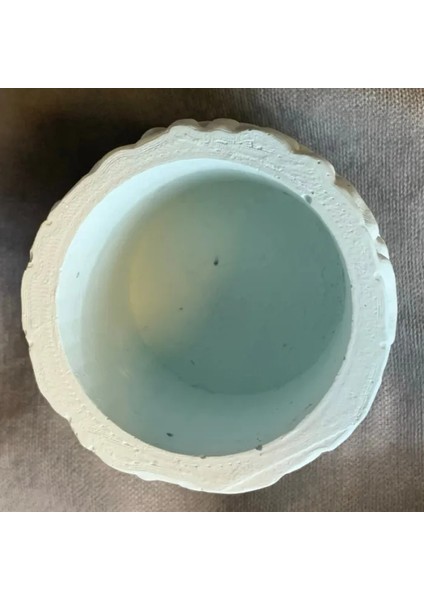 El Yapımı Taş Tozu Minik Mavi Dekoratif Saksı - 6 x 6 cm