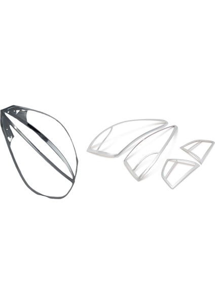 4pcs Abs Chrome Rear Taillight Lamp Hood Decoration Cover & 2pcs Abs Chrome Front Light Lamp Cover Headlight Covers (Yurt Dışından)