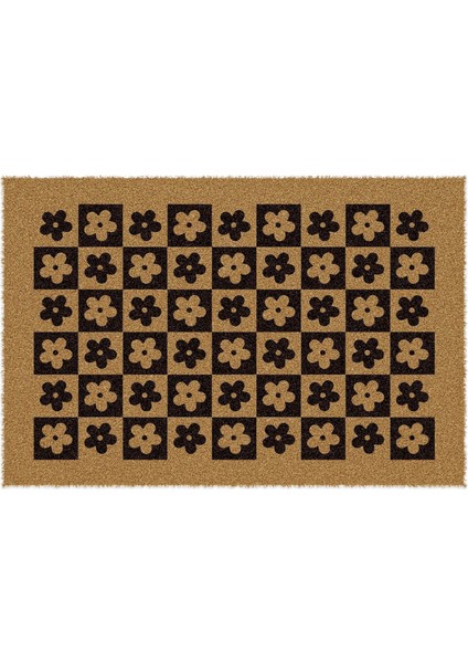 Paspas Dama Çiçek Desenli Kapı Önü Paspası 40 x 60 cm