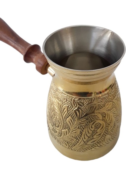 Pirinç Cezve 4,75" Jumbo Uzun Boy Ahşap Saplı