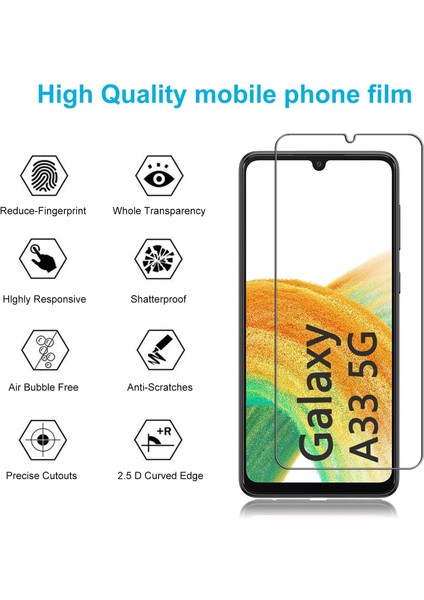 Samsung Galaxy A33 5g Temperli Cam Ekran Koruyucu 9h Ultra Koruma (3 Adet) fiyatları