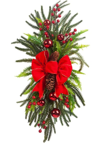 Yapay Noel Swag Süsü Merdiven Swag Çelengi Pencere Kapı Merdivenler Için Kırmızı (Yurt Dışından) fiyatları