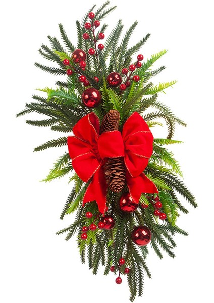 Yapay Noel Swag Süsü Merdiven Swag Çelengi Pencere Kapı Merdivenler Için Kırmızı (Yurt Dışından) modelleri