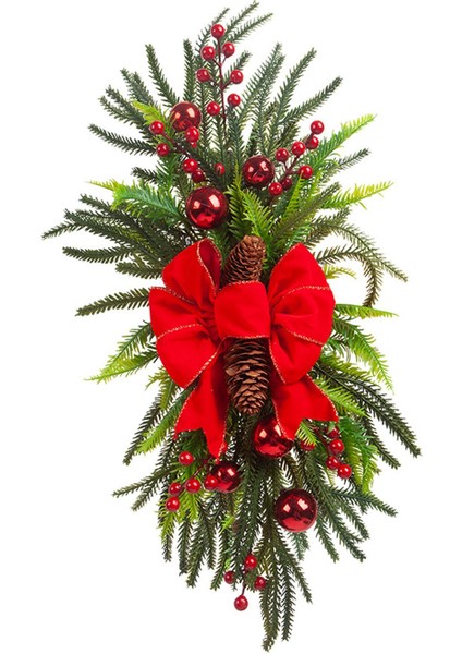 Yapay Noel Swag Süsü Merdiven Swag Çelengi Pencere Kapı Merdivenler Için Kırmızı (Yurt Dışından) fırsatları