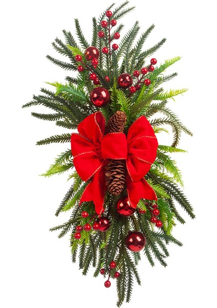 Yapay Noel Swag Süsü Merdiven Swag Çelengi Pencere Kapı Merdivenler Için Kırmızı (Yurt Dışından) indirimleri