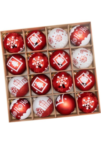 16X Noel Topları Süslemeleri Doğum Günü Düğün Kırmızı Beyaz Için Parlak Noel Süslemeleri (Yurt Dışından) modelleri