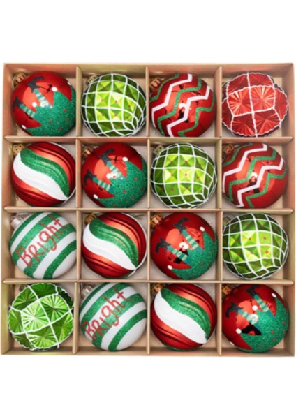 16X Noel Topları Süslemeleri Doğum Günü Düğün Kırmızı Yeşil Beyaz Için Parlak Noel Süslemeleri (Yurt Dışından)