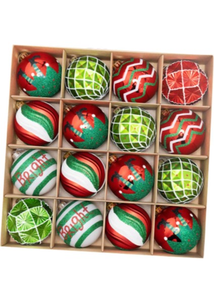 16X Noel Topları Süslemeleri Doğum Günü Düğün Kırmızı Yeşil Beyaz Için Parlak Noel Süslemeleri (Yurt Dışından) fiyatları