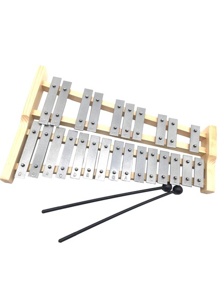 Çocuklar Şkinler Için Alüminyum Ksilofon Ahşap Çerçeve Kompakt 25 Glockenspiel (Yurt Dışından)