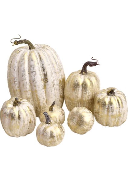 7X Sahte Balkabakları Modeli Gerçekçi Cadılar Bayramı Köpük Aksesuarları Cadılar Bayramı Ev Sonbahar Beyaz Altın (Yurt Dışından) modelleri