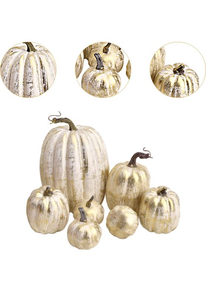 7X Sahte Balkabakları Modeli Gerçekçi Cadılar Bayramı Köpük Aksesuarları Cadılar Bayramı Ev Sonbahar Beyaz Altın (Yurt Dışından) fırsatları