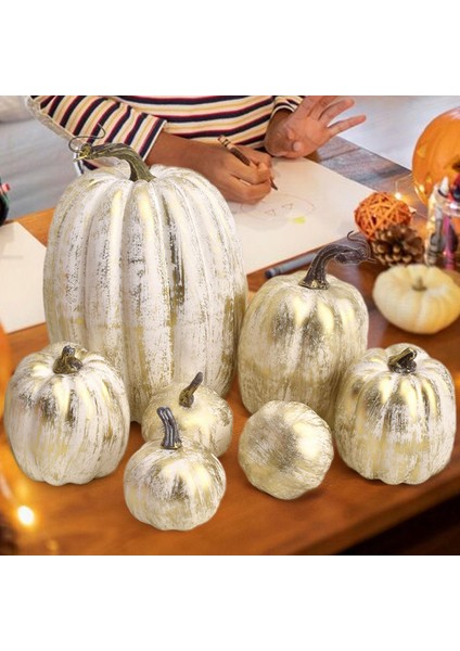 7X Sahte Balkabakları Modeli Gerçekçi Cadılar Bayramı Köpük Aksesuarları Cadılar Bayramı Ev Sonbahar Beyaz Altın (Yurt Dışından) indirimleri