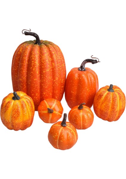 7X Sahte Balkabakları Modeli Gerçekçi Cadılar Bayramı Köpük Aksesuarları Cadılar Bayramı Ev Sonbahar Turuncu (Yurt Dışından)