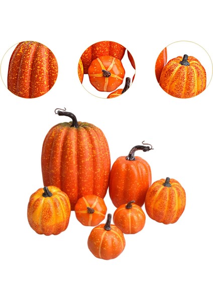 7X Sahte Balkabakları Modeli Gerçekçi Cadılar Bayramı Köpük Aksesuarları Cadılar Bayramı Ev Sonbahar Turuncu (Yurt Dışından) fiyatları