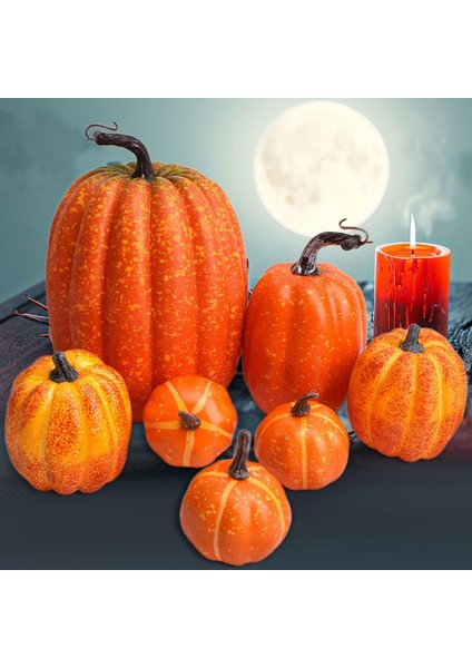 7X Sahte Balkabakları Modeli Gerçekçi Cadılar Bayramı Köpük Aksesuarları Cadılar Bayramı Ev Sonbahar Turuncu (Yurt Dışından) fırsatları