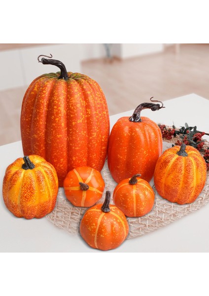 7X Sahte Balkabakları Modeli Gerçekçi Cadılar Bayramı Köpük Aksesuarları Cadılar Bayramı Ev Sonbahar Turuncu (Yurt Dışından) indirimleri