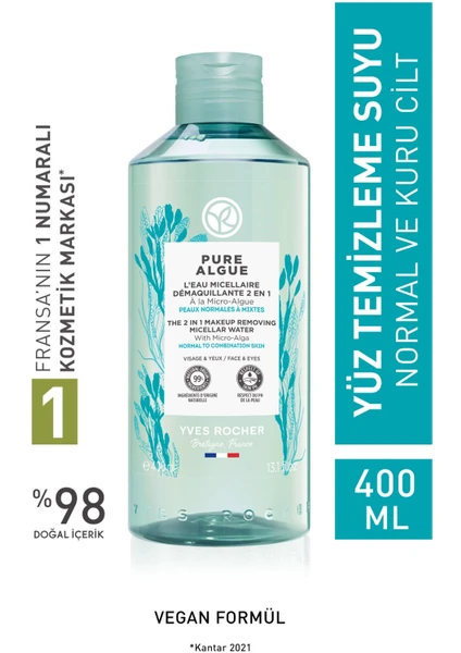 Yves Rocher Normal Ve Kuru Ciltler Için Pure Algue Prebiyotik Miseler Su-400 ml