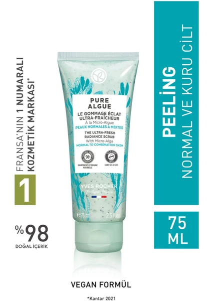 Yves Rocher Normal Ve Kuru Ciltler Için Pure Algue Prebiyotik Yüz Peelingi-75 ml