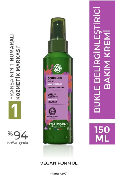 Kıvırcık ve Dalgalı Saçlar İçin (Boucle) Bukle Belirginleştirici Bakım Kremi - Vegan-150 ml