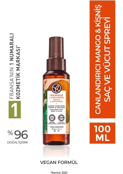 Saç ve Vücut Spreyi- Canlandırıcı Mango & Kişniş - 100ml