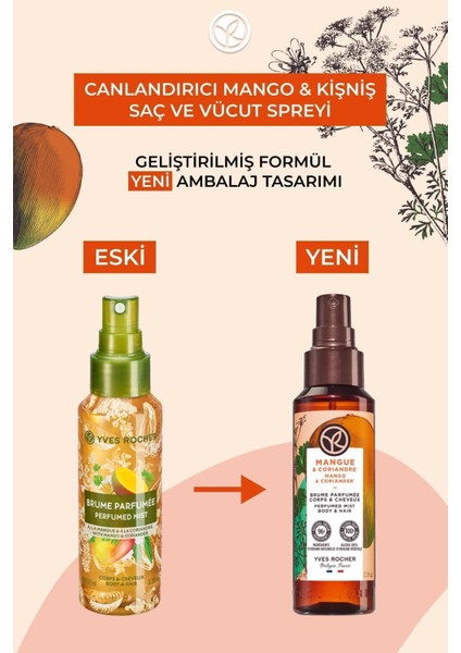 Saç ve Vücut Spreyi- Canlandırıcı Mango & Kişniş - 100ml